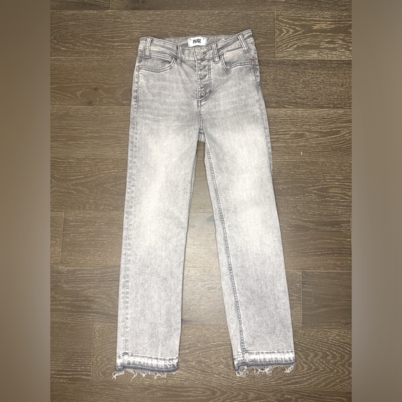 PAIGE Denim - PAIGE Gray Cindy Crop Raw Hemline Button Front Jeans | Size 26